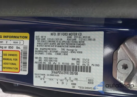 2015 Ford Fusion Energi Titanium from USA, damaged, VIN 3FA6P0SU2FR128700